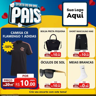 Modelo de Rede Social para Feed Facebook com o tema Oferta Do Dia Dos Pais para Roupas e acessórios