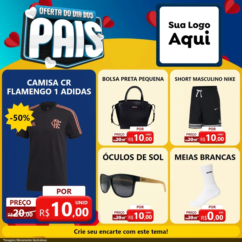 Modelo de Rede Social para Feed Facebook com o tema Oferta Do Dia Dos Pais para Roupas e acessórios