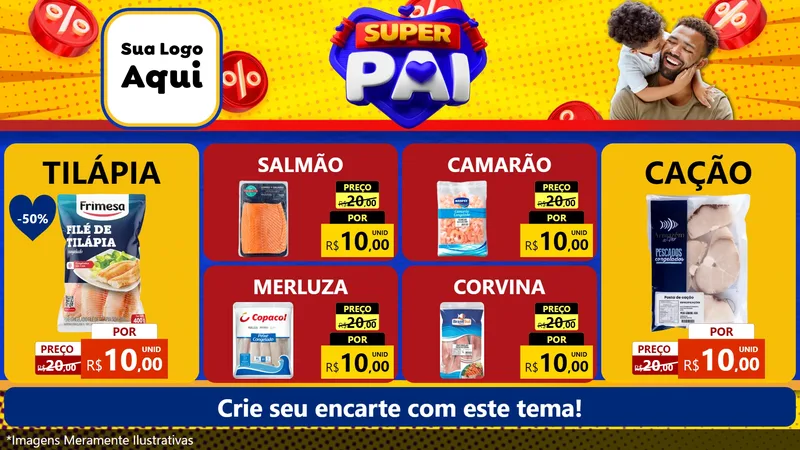 Modelo de TV para TV Horizontal com o tema Super Pai para Peixaria