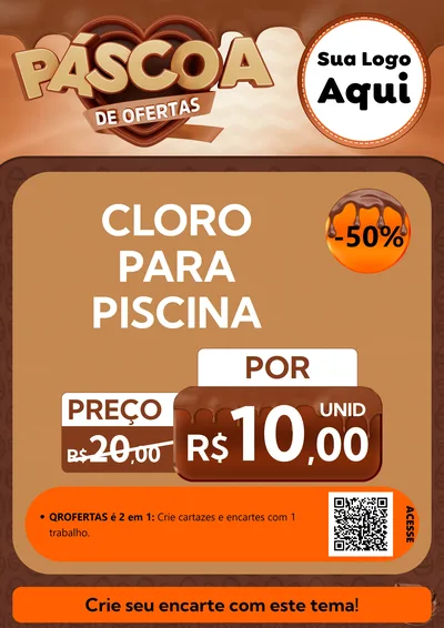 Modelo de Cartaz para Cartaz A4 Vertical com o tema Páscoa de Ofertas para Produtos para Piscina