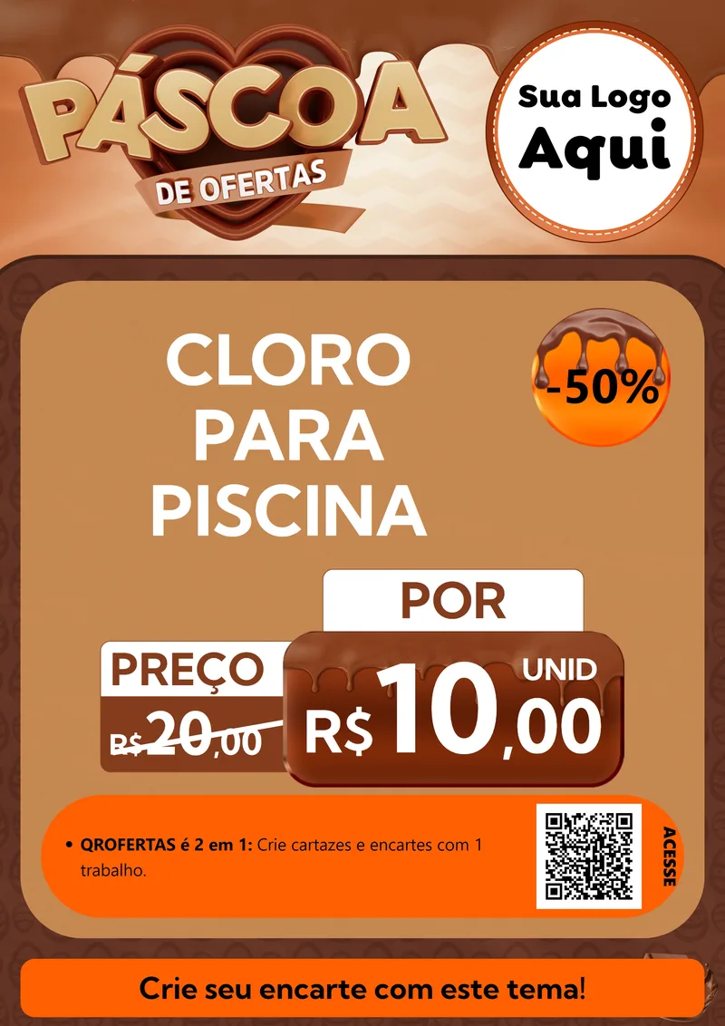 Modelo de Cartaz para Cartaz A4 Vertical com o tema Páscoa de Ofertas para Produtos para Piscina