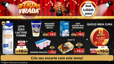 Modelo de TV para TV Horizontal com o tema Ofertas da Virada para Frios e Laticínios