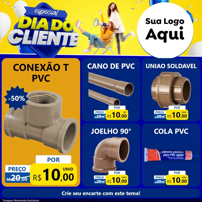 Modelo de Rede Social para Feed Facebook com o tema Especial Dia do Cliente para Tubos e conexões