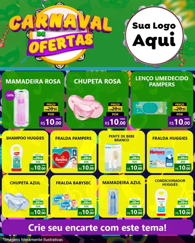Modelo de Rede Social para Feed Instagram com o tema Carnaval de Ofertas para Bebês