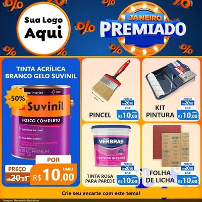 Modelo de Rede Social para Feed Facebook com o tema Janeiro Premiado para Tintas e Ferramentas