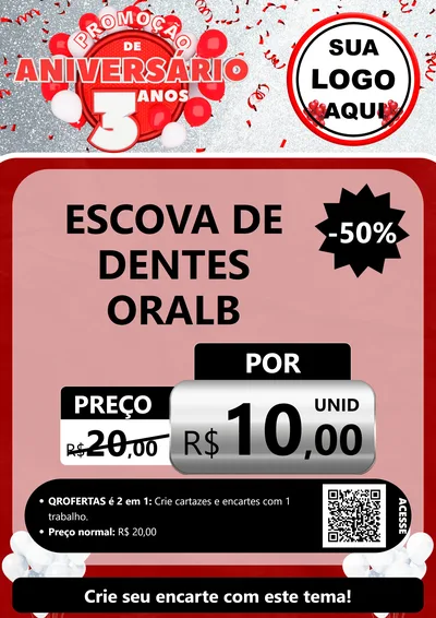 Modelo de Cartaz para Cartaz A4 Vertical com o tema Promoção de Aniversário - 3 Anos para Higiene Pessoal
