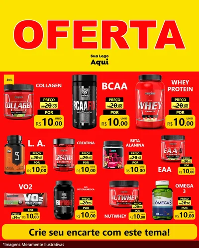 Modelo de Rede Social para Feed Instagram com o tema OFERTA - Vermelho Cartaz para Suplementos alimentares
