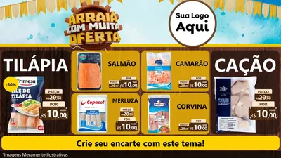 Modelo de TV para TV Horizontal com o tema Ofertas de São João - Junina para Peixaria