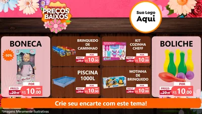 Modelo de TV para TV Horizontal com o tema Primavera de Preços Baixos para Brinquedos