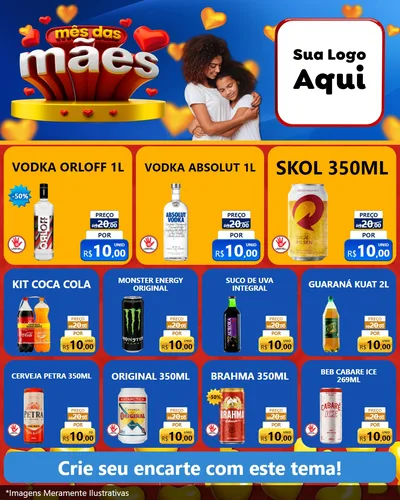 Modelo de Rede Social para Feed Instagram com o tema Mês das Mães para Distribuidora de bebidas