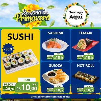 Modelo de Rede Social para Feed Facebook com o tema Semana da Primavera para Comida japonesa