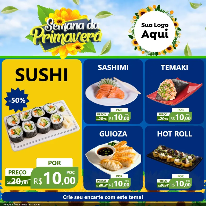 Modelo de Rede Social para Feed Facebook com o tema Semana da Primavera para Comida japonesa
