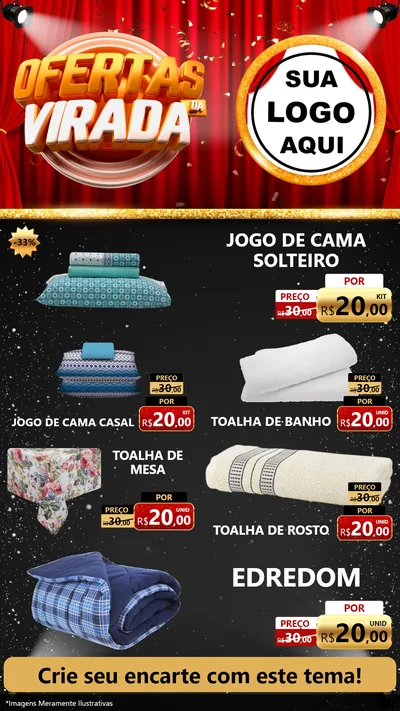 Modelo de TV para TV Vertical com o tema Ofertas da Virada para Cama, Mesa e Banho