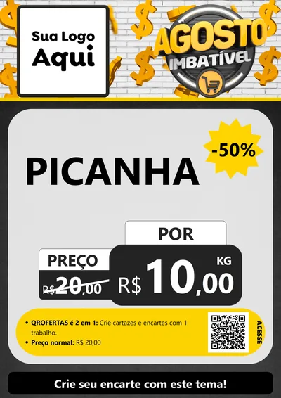Modelo de Cartaz para Cartaz A4 Vertical com o tema Agosto imbatível para Açougue