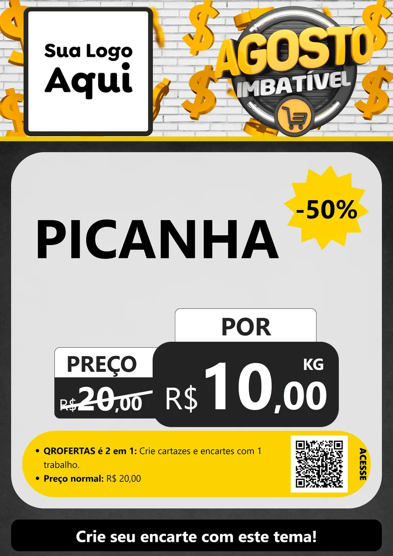 Modelo de Cartaz para Cartaz A4 Vertical com o tema Agosto imbatível para Açougue