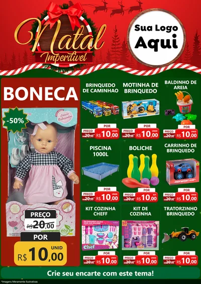 Modelo de Encarte para Encarte A4 Vertical com o tema Natal Imperdível para Brinquedos