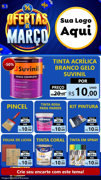 Modelo de Rede Social para Stories com o tema Ofertas de Março para Tintas e Ferramentas