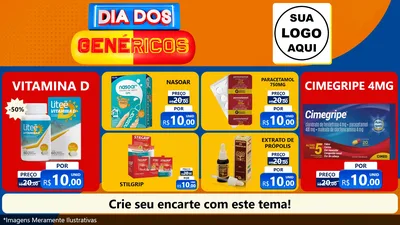 Modelo de TV para TV Horizontal com o tema Dia dos Genéricos - Farmácia para Farmácia