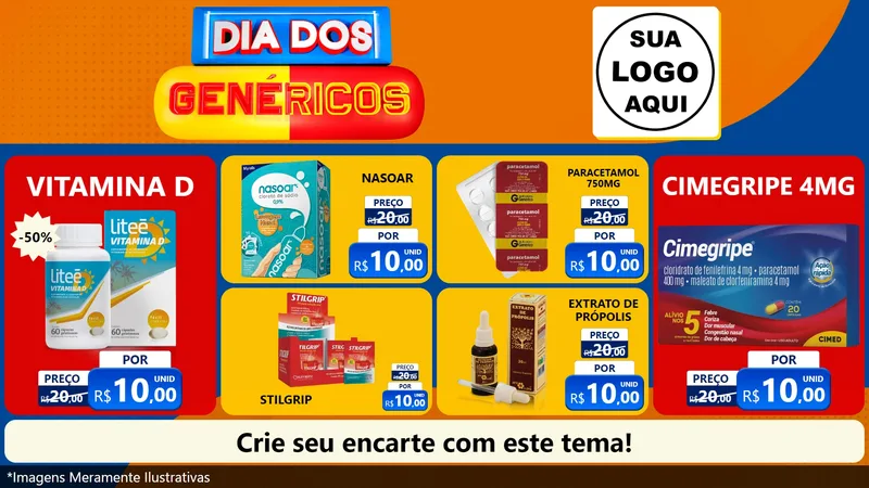 Modelo de TV para TV Horizontal com o tema Dia dos Genéricos - Farmácia para Farmácia