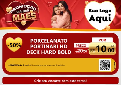 Modelo de Cartaz para Cartaz A4 Horizontal com o tema Promoção Dia das Mães para Pisos e revestimentos