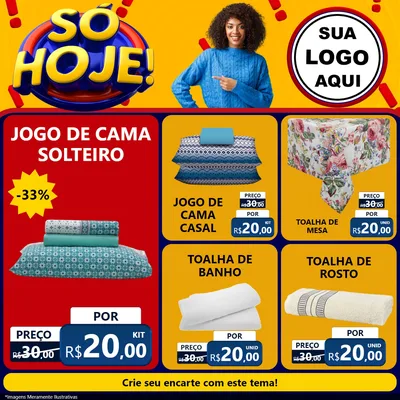 Modelo de Rede Social para Feed Facebook com o tema Só Hoje! para Cama, Mesa e Banho