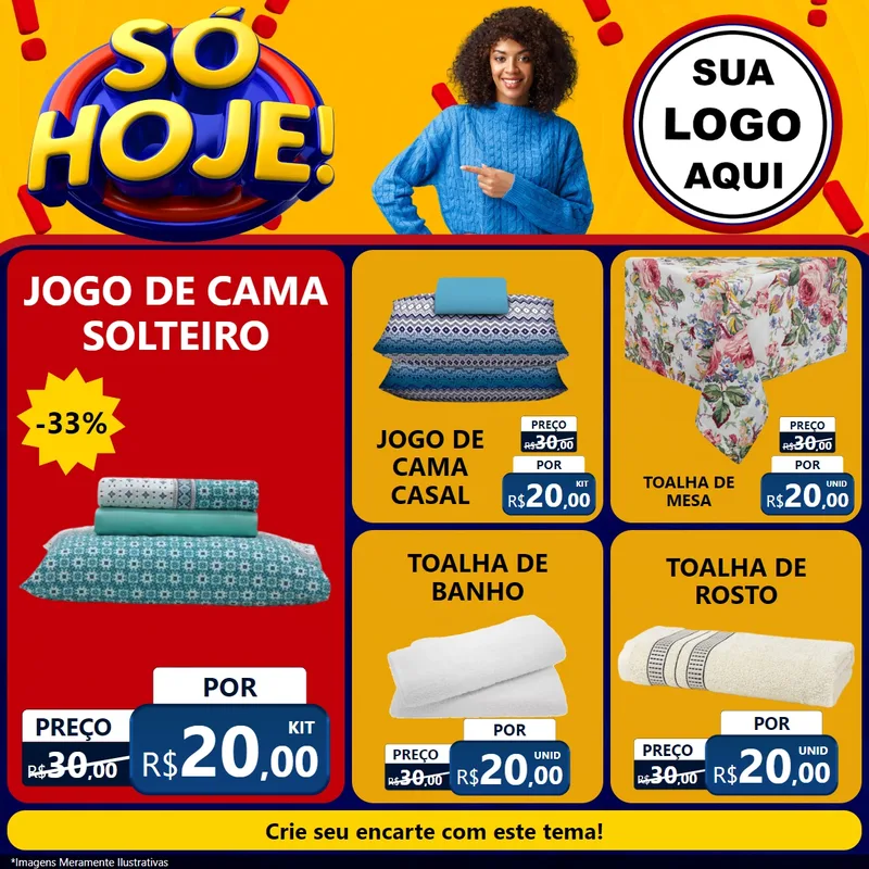 Modelo de Rede Social para Feed Facebook com o tema Só Hoje! para Cama, Mesa e Banho