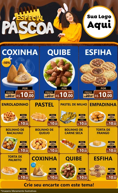 Modelo de Encarte para Encarte Grande com o tema Especial Páscoa para Salgadaria