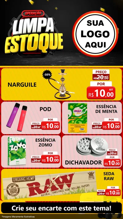 Modelo de TV para TV Vertical com o tema Operação Limpa Estoque para Tabacaria