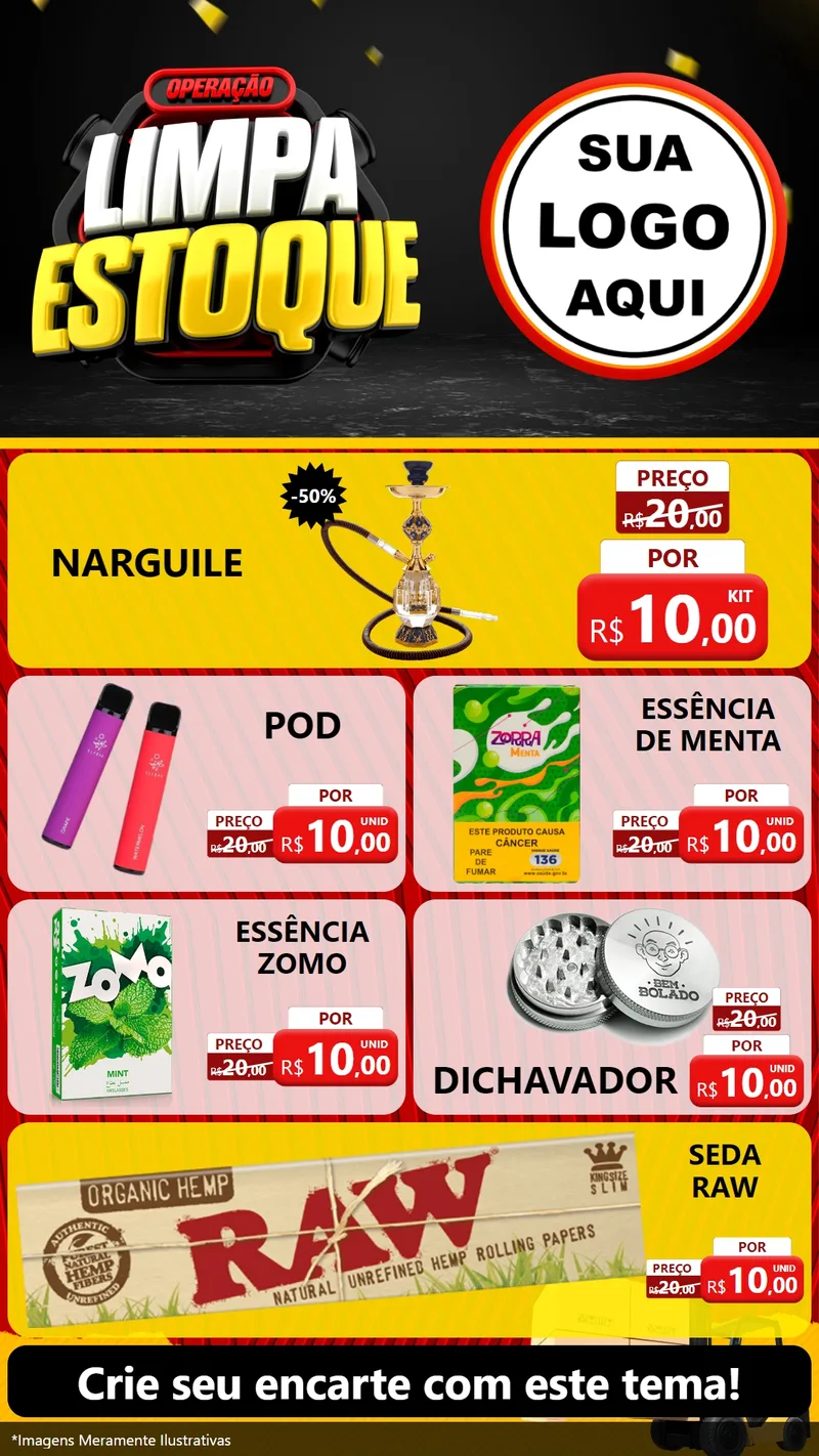 Modelo de TV para TV Vertical com o tema Operação Limpa Estoque para Tabacaria