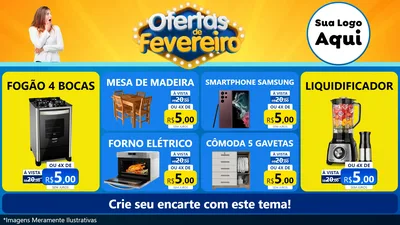 Modelo de TV para TV Horizontal com o tema Ofertas de Fevereiro para Móveis e Eletro
