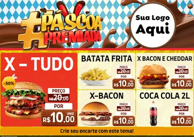 Modelo de Encarte para Encarte A4 Horizontal com o tema Páscoa Premiada para Hamburgueria