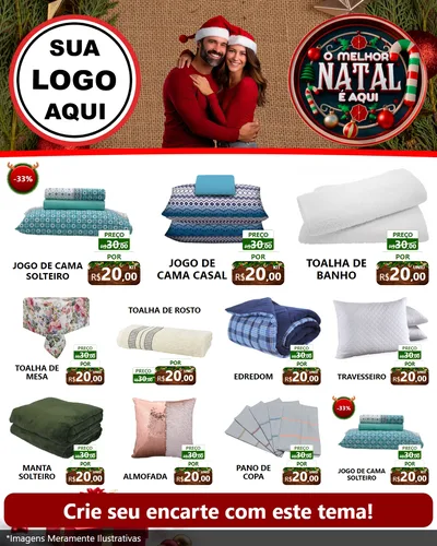 Modelo de Rede Social para Feed Instagram com o tema O Melhor Natal É Aqui para Cama, Mesa e Banho