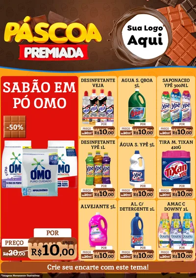 Modelo de Encarte para Encarte A4 Vertical com o tema Páscoa Premiada para Produtos de Limpeza