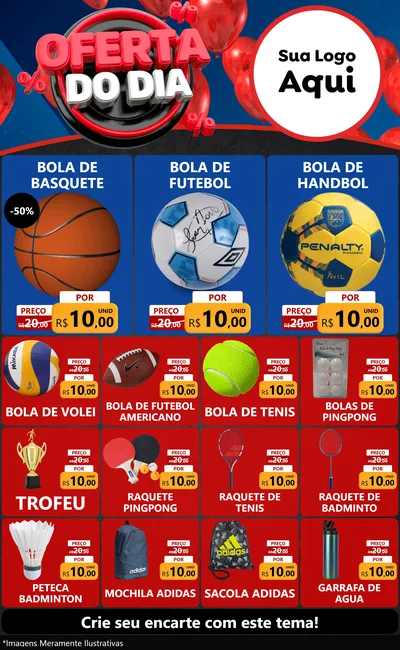 Modelo de Encarte para Encarte Grande com o tema Oferta do Dia para Artigos Esportivos