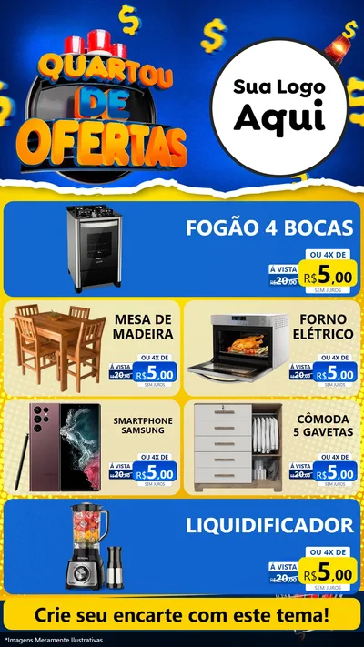 Modelo de TV para TV Vertical com o tema Quartou de Ofertas para Móveis e Eletro