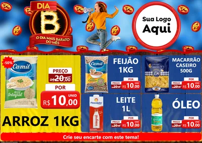 Modelo de Encarte para Encarte A4 Horizontal com o tema Dia B - O Dia Mais Barato Do Mês para Supermercado