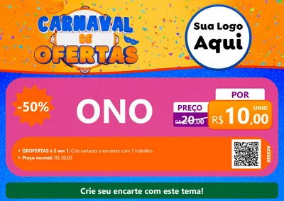 Modelo de Cartaz para Cartaz A4 Horizontal com o tema Carnaval de Ofertas para Óticas