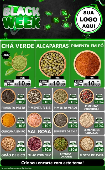 Modelo de Encarte para Encarte Grande com o tema Black Week para Produtos Naturais