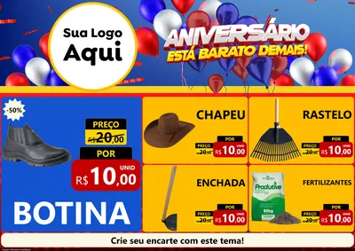 Modelo de Encarte para Encarte A4 Horizontal com o tema Aniversário para Agropecuária