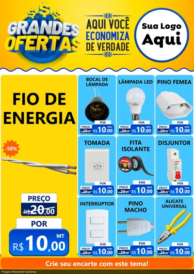 Modelo de Encarte para Encarte A4 Vertical com o tema Grandes Ofertas para Materiais Elétricos