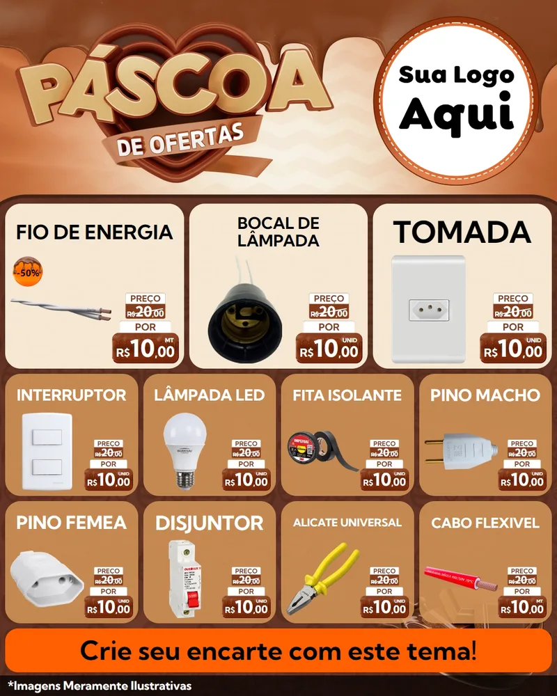 Modelo de Rede Social para Feed Instagram com o tema Páscoa de Ofertas para Materiais Elétricos