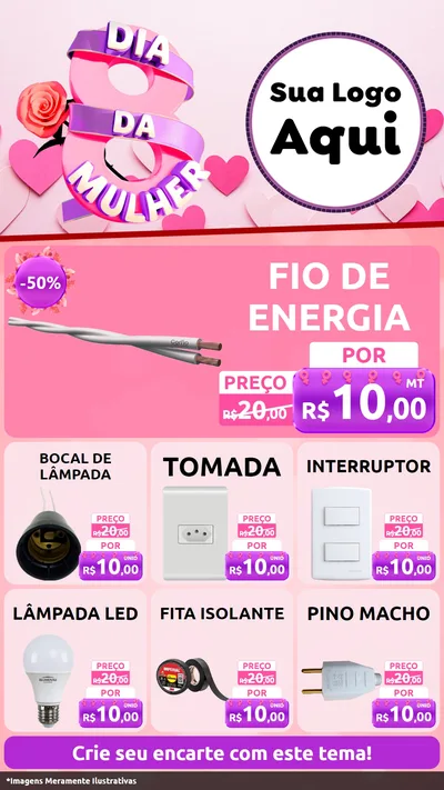 Modelo de Rede Social para Stories com o tema Dia da Mulher para Materiais Elétricos
