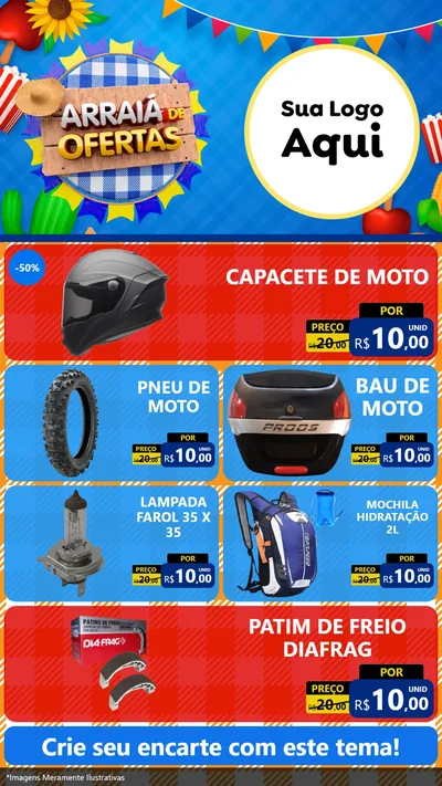 Modelo de TV para TV Vertical com o tema Arraiá de Ofertas para Moto peças