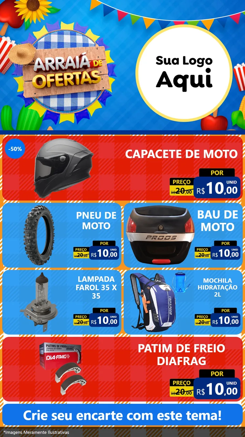 Modelo de TV para TV Vertical com o tema Arraiá de Ofertas para Moto peças