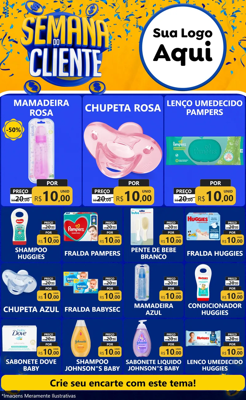 Modelo de Encarte para Encarte Grande com o tema Semana do Cliente para Bebês