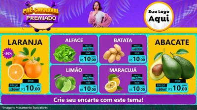 Modelo de TV para TV Horizontal com o tema Pré-Carnaval Premiado para Hortifrúti
