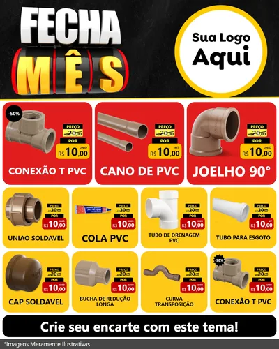 Modelo de Rede Social para Feed Instagram com o tema Fecha Mês para Tubos e conexões