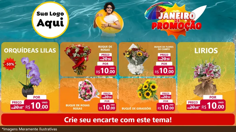 Modelo de TV para TV Horizontal com o tema Janeiro de Promoção para Floricultura e jardim