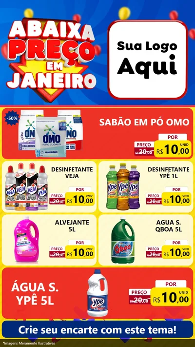 Modelo de TV para TV Vertical com o tema Abaixa Preço em Janeiro para Produtos de Limpeza