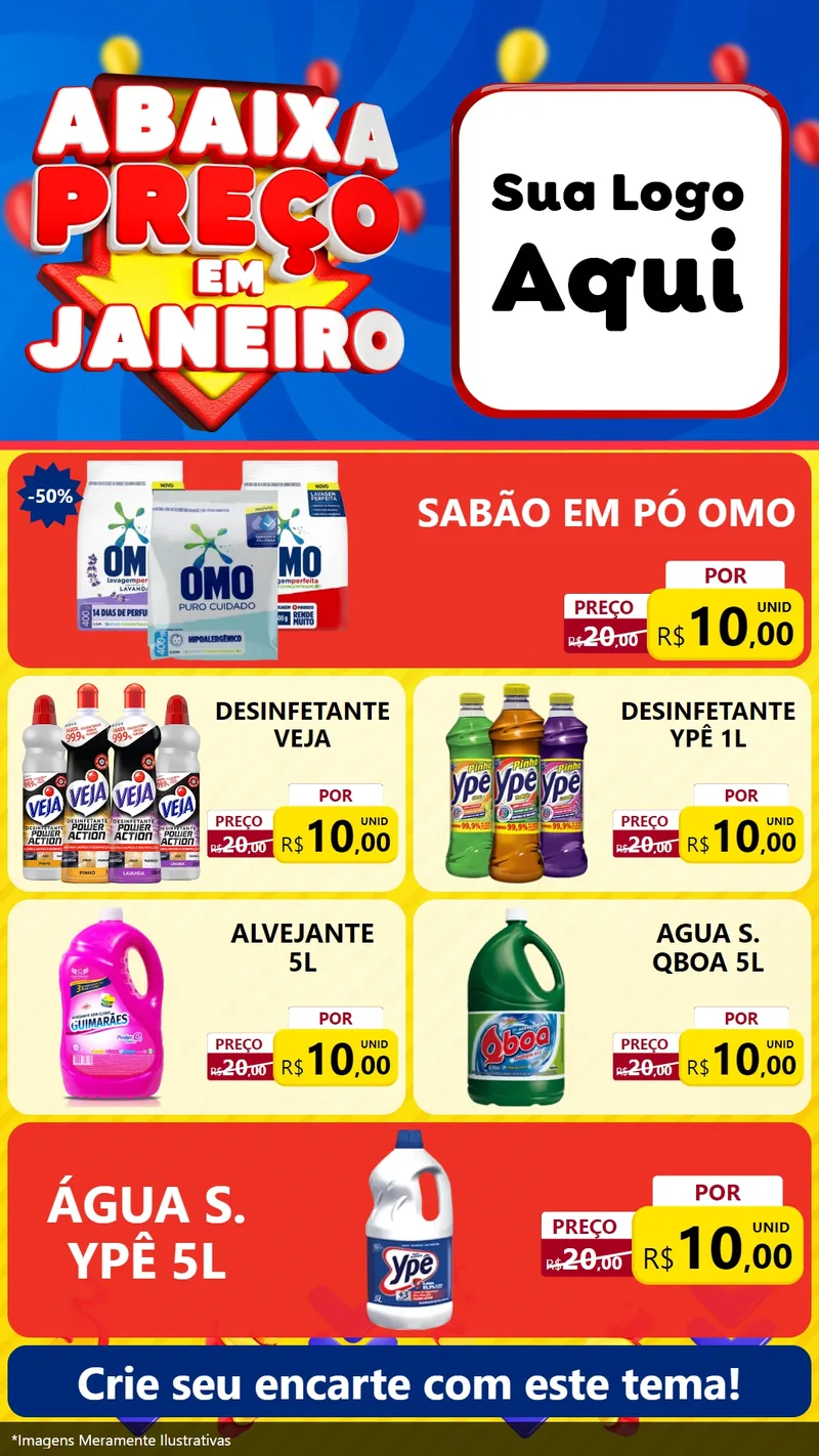 Modelo de TV para TV Vertical com o tema Abaixa Preço em Janeiro para Produtos de Limpeza